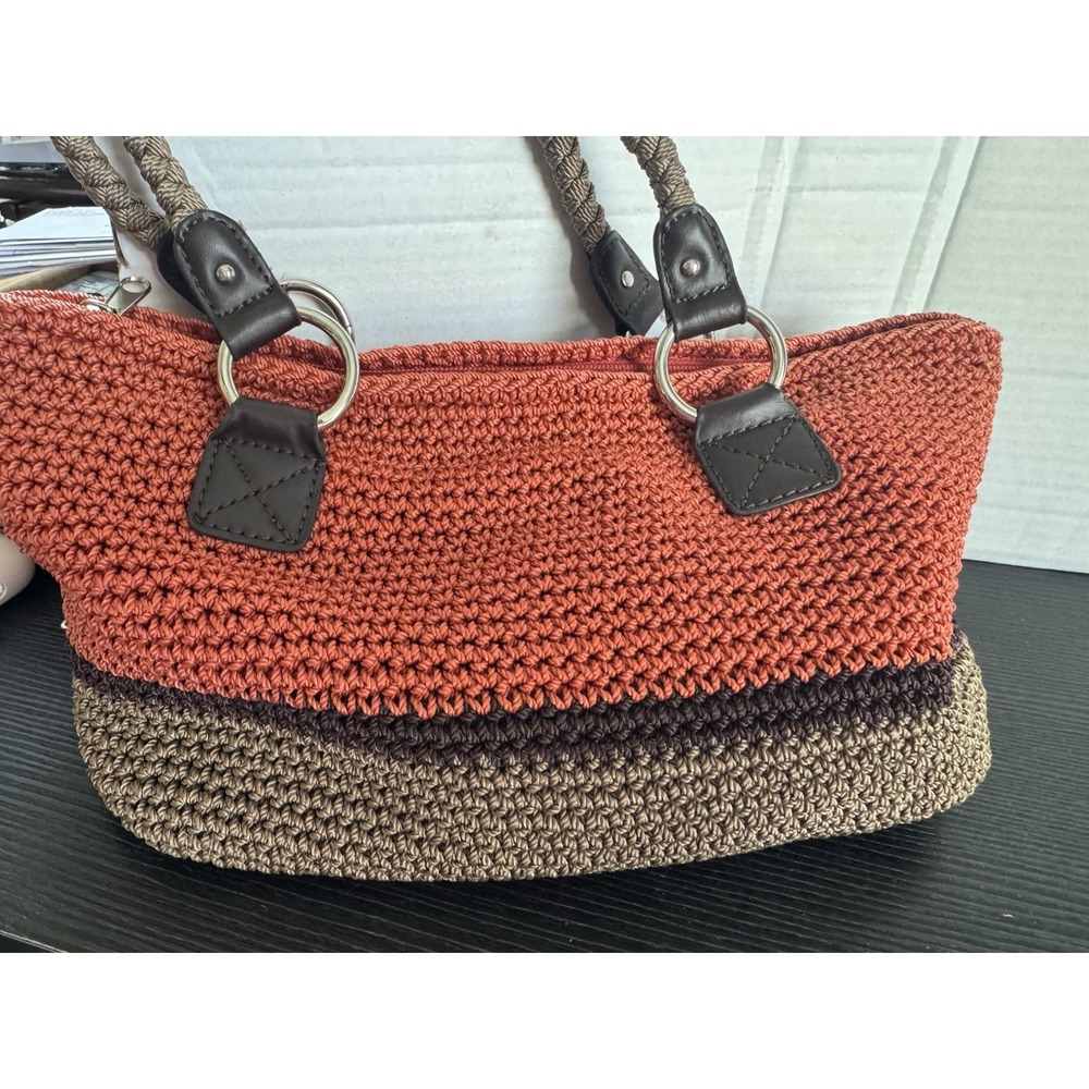 Croft & Barrow Crochet Knit Purse/Bag Roomy Fall Boho 7.5x10x4.25"